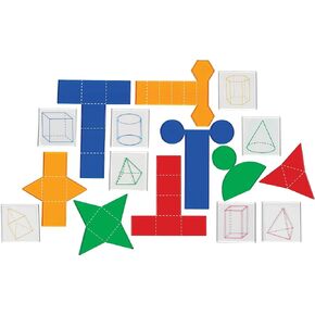 Learning Resources Folding Geometric Shapes Bundle, Math Class Accessories, 3-D and 2-D concepts, measurement, area, volume and surface area, 16 Pieces, Grades 2+, Ages 7+