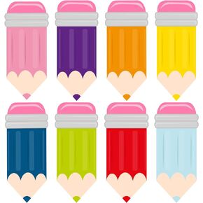 chiazllta 48Pcs Colorful Pencils Cutouts Pencils Paper Bulletin Board Home Decorations Pencil Name Tag Label for Teacher Student Back to School Party Supplies