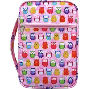 Keelie-Pink Owl Bible Cover for Women Book Cover for Girls Scripture Tote Bible Case with Handle Fits for Standard Size Bible