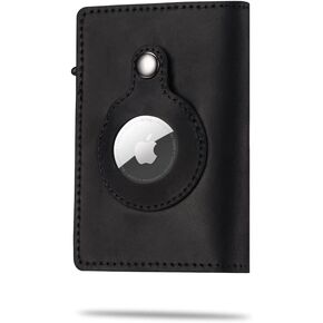 Kanley Airtag Leather Wallet with Tracker Holder Smart Wallet for Men with Tracking Case – Smart Wallet with Card Holder Slots and Money Clip – Christmas, Father’s Day, Birthday (Black)