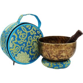 KHÜSI ~ 7" Hand-hammered -Tibetan Singing bowls set-Meditation Kit for Chakra Healing and ZEN - Hand made singing bowl gift set, with carry bags.