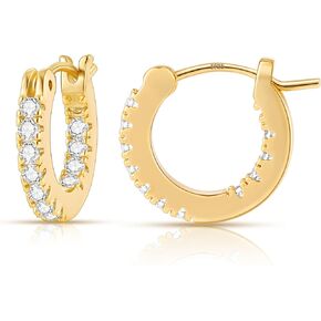 Gacimy Gold Hoop Earrings for Women, 15 20 30mm Cubic Zirconia Gold Hoop Earrings, 14k Gold Plated Hoop with 925 Sterling Silver Post