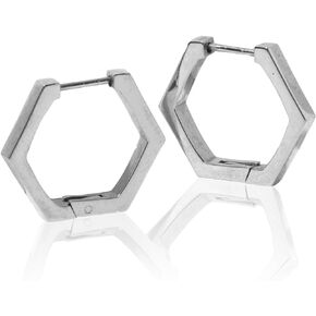 | Hypoallergenic Earrings | Titanium Small Friday Endless Hex Hoops | Gold | Titanium Hoop Earrings | Gold Hoops for Women, Sensitive Ears, Trendy Womens Earring Set