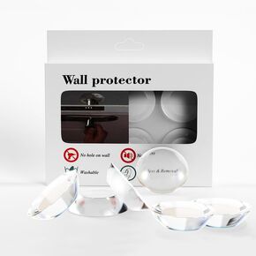 Unee Wall Door Handle Stopper Wall Protectors 2" Set. 6 Pieces of Clear Self-Adhesive, Durable Shock Absorbent Pads for Stopping Damage from Doors, Refrigerators and More