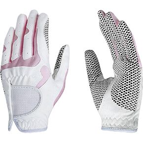 Fashion Golf Gloves, Women's Ladies Girls All Weather Leather Golf Gloves with Non-Slip Grip, Soft, Breathable, Wear-Resistant, A Pair/2 Pack for Left & Right Hand Golf Rain Gloves