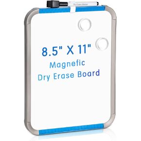 Deli Magnetic Dry Erase Board, 8.5 x 11 Inches, Small White Board with Markers & Magnets for Refrigerator, Locker, Kids, Students, Purple Frame