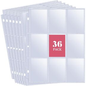 648 جيبًا مزدوج الجانب لبطاقات التداول، أوراق غلاف بطاقات تجارية من Fabmaker 9 جيوب لـ 3 حلقات، أكمام طويلة الأمد لبطاقات التداول تناسب MTG، البيسبول، الألعاب، بطاقات العمل،
