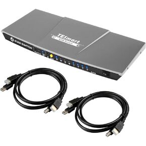 محول TESmart 4 منافذ HDMI KVM، يدعم 4K@30 هرتز RGB 4:4:4، محور USB 2.0، EDID، مفتاح التشغيل السريع، تبديل الأزرار، جهاز التحكم عن بعد بالأشعة تحت الحمراء، صندوق تبديل ماوس لوحة مفاتيح الكمبيوتر لـ 4 أجهزة كمبيوتر/خوادم/DVR مع كابلات بطول 5 أقدام in Kuwait