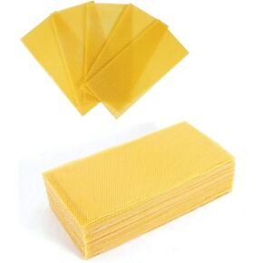 30Pcs Beeswax Sheets, Natural Wax Foundation for Bee Frames, Bee Foundation Sheets for Candle Making (16.34 x 7.68inch)