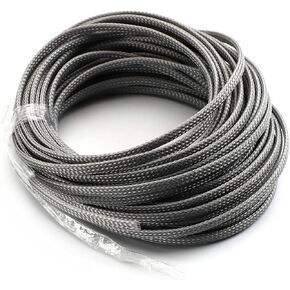 Othmro 32.8ft/10Meter PET Expandable Braided Cable Sleeve, 3/16 Inch Flexible Wire Loom Cord Protector, Cable Management Sleeve Cord Cover for Audio Video Cable Cord Protectors from Pets(1Pc Grey)