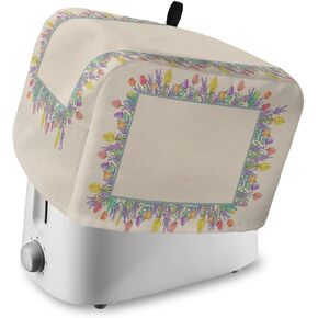 Toaster Dust Cover with Pockets, Farmhouse Retro Rooster Pig Cow Truck Plaid Soft Washable 2 Slice Toaster Cover, Dust-proof Cover for Small Appliance Cover and Fingerprint Protection