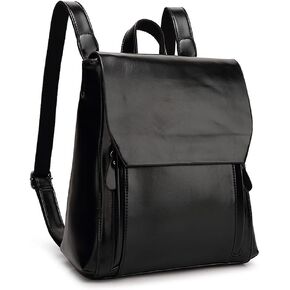 Dayfine Vintage Backpacks for Women Oil Wax Leather Backpack Purse Satchel Bag Knapsack Shoulder Bag Men Casual College Bags-Black