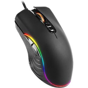 RGB Wired Gaming Mouse,RGB Ergonomic Mouse with 7 Backlight Modes 2400 DPI Adjustable Computer USB Mice for Windows/PC/Mac/Laptop Gamer (Black)