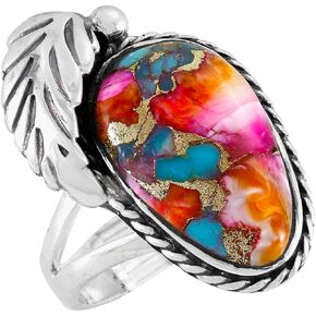 Turquoise Ring Sterling Silver 925 Genuine Gemstones Size 6 to 11