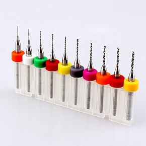 Micro Mini Twist Drill Bits Set - 10pcs Carbide Micro Drill, Large Scraps Discharge Space 0.3-1.2mm Drill Bits, for PCB Print Circuit Board, Tungsten Carbide Engraving