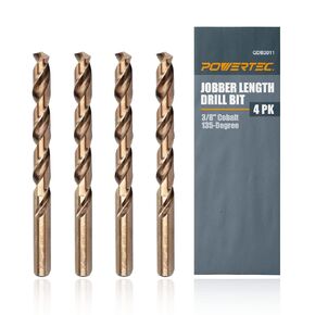 POWERTEC 7/32 Inch Cobalt Drill Bits, 10 PK M35 HSS Cobalt Jobber Length Twist Drill Bits w/ 135° Tip, Drill Bits for Drilling Wood, Metal, Stainless Steel, Nickel Alloy, Cast Iron & Plastic (QDB2017)