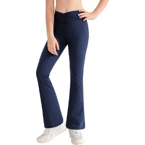 سراويل ضيقة متوهجة للفتيات ذات خصر عالٍ وأحذية رياضية للرقص واليوجا، سراويل سفلية على شكل جرس Preppy، بدون جيوب in Kuwait