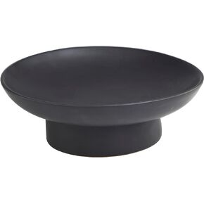 Deco 79 Ceramic Wide Decorative Bowl with Elevated Base, 16" x 16" x 6", Black, SMALL SIZE
