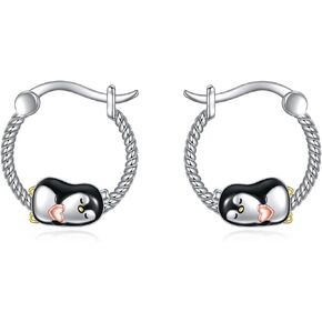 Pig/Penguin/Bee/Axolotl/Koala Earrings for Women Girls Sterling Silver Cute Animal Huggie Hoop Earrings Jewelry Mother'S Day Gifts for Sensitive Ears