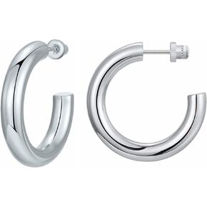 Hopply 4mm Wide Gold Open Hoop Earrings for Women,Lightweight Hypoallergenic Stainless Steel Chunky Thick Hoop Earrings For Girls Trendy Jewelry Gifts 20/25/35mm