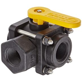 Banjo V100SL Polypropylene Side Load Ball Valve, Three Piece, Three Way, Full Port, 1" NPT Female