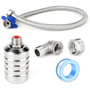TAISHER 1/2" 3/4" 304 Stainless Steel Automatic Water Level Control Float Valve with Adapter and Water Supply Line, For Water Tank Stock Tank Pool Water Level Control