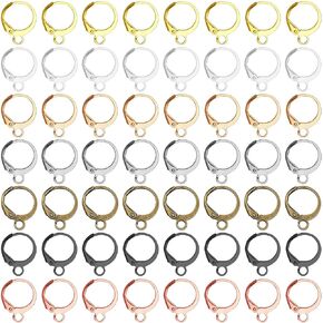 210Pcs Round Leverback Earring Hooks Hypoallergenic French Earring Hooks Round French Earring Hooks Ear Wire with Open Loop Hooks for DIY Earring Designs Jewelry Making Findings(7 Color)