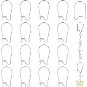 PH PandaHall 50 Pcs 304 Stainless Steel Earrings Hooks Earwires Components ney Ear Wires 20x10mm for Drop Dangle Earrings