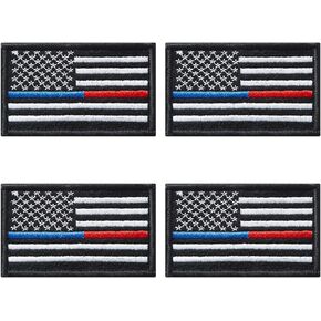 4Pcs Thin Blue and Red Line American Flag Patches, Hook and Loop Embroidered Armband Flag Tactical Patches for Backpacks Hat Clothing Jackets.
