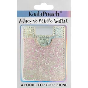 Glitter Koala Pouch - Phone Card Holder, Stick On Wallet (White)