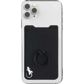 Cell Phone Ring Holder with Phone Credit Card Holder by Gecko - Phone Ring Light & Strong - A Phone Ring Holder to Hold Credit Cards, Cash & More -BLANK- GRAY