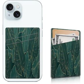 Card Holder for Phone Case, Leather Cell Phone Wallet, Wallet Sleeve Dual Pocket Stick-on ID Credit Card for Most Phones, Bright Colorful Floral