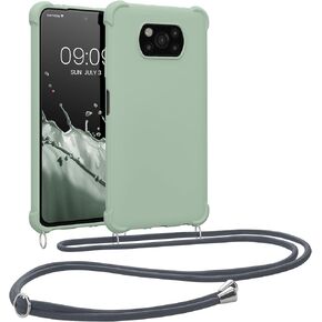 kwmobile Crossbody Case Compatible with Xiaomi Poco X3 NFC/Poco X3 Pro Case - TPU Silicone Cover with Strap - Black