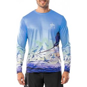 Guy Harvey Men's Long Sleeve Performance T-Shirt with UPF 30+ Sun Protection