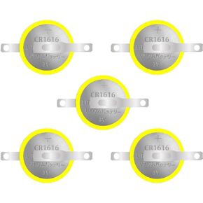 5 Pack Tabbed CR1616 Battery with Solder Tabs 1616 3V Lithium Batteries for Gameboy Cartridge Replacement Battery