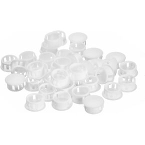 uxcell 6mm(15/64") Plastic Hole Plugs, 36Pcs Flush Type Panel Round Snap in Fastener Knockout Locking Plugs for Furniture Insert End Caps Panels, Black