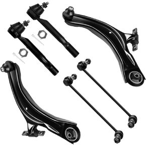 SCITOO 6pcs Front Suspension Kit Lower Control Arm and Ball Joint Sway Bar Links Outer Tie Rod Ends Fit For 2008-2013 For Nissan Rogue 2014-2015 For Nissan Rogue Select