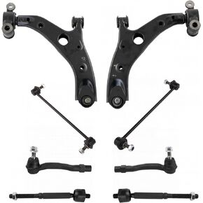 TRQ Front Control Arm Ball Joint Sway Bar Link Tie Rod Steering Suspension Kit 8pc for 2014-2018 Mazda 3