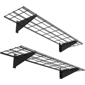 Qualward 2 حزمة رفوف معدنية للمرآب 1 × 4 قدم 12 بوصة × 48 بوصة رف مثبت على الحائط رف تخزين المرآب عالي التحمل، أسود in Kuwait