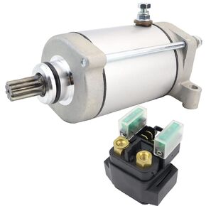 STABSOLI Starter Motor & Relay Replacement for Yamaha Grizzly 400 450 660 2002-2010, Kodiak 400 450 2000-2006, Wolverine 450 2006-2010, Rhino 450 660 2004-2006 4WV-81890-00-00, 5KM-81890-00-00