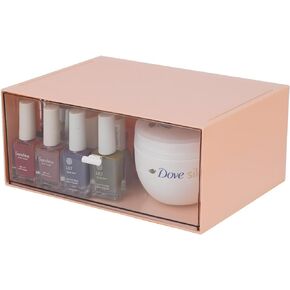 Desk Craft Organizer and Storage with 7 Flat Drawers, Stackable Plastic Desktop Accessories & Workspace Organizer for Office Stationary, Makeup Skincare, Sanitation Supplies, Blue