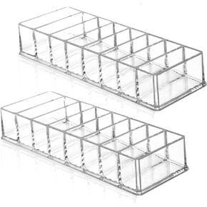 2 Pcs Clear Acrylic Compact Organizer Blushes Highlighters Eyeshadow Makeup Organizer, 8 Spaces