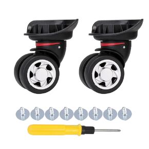 1 Pair Replacement Wheels for Luggage 360 Swivel Suitcase Casters Black with Screwdriver (W055)