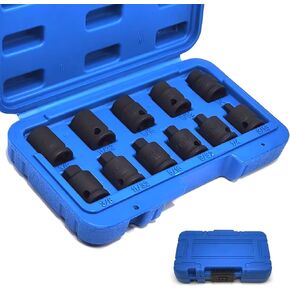 JEUCLEL 11PCS 3/8" Drive Impact Bits Sockets Set, Tapered Male Square Drive, Chamfered Female Square Drive
