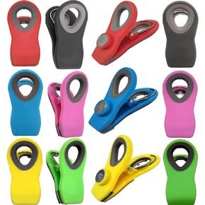 Alnoor USA 12- Pcs of Magnetic Chip Clips |Magnetic Clips for Refrigerator |Chip Clips Magnetic with 6-Colors |Chip Bag Clips for Home and Office| Bag Clips for Chips |Chip Clips Bag Clips Food Clips