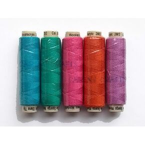 Sue Spargo Ellana Wool Blend Thread for Embroidery - Five 70-Yard Spools, Matches The ''Flower'' Colorway 3 Wool Applique Pack