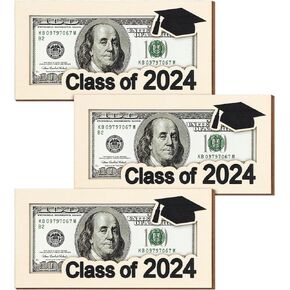 3 Pcs Graduation Money Gift Holder Wooden Graduation Card Box Cash Holder Class of 2024 Cash Envelope Money Wallet Senior Money Gift DIY Money Holder Birthday Present for Grad (Grad)