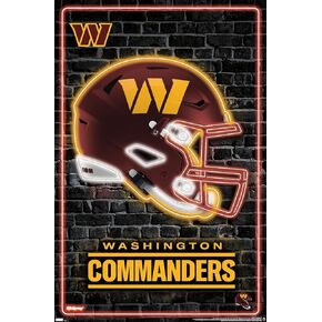 Trends International NFL Washington Commanders - Neon Helmet 23 Wall Poster, 34L x 22.4W, Poster & Clip Bundle
