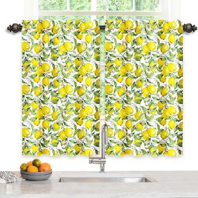 Kitchen Curtains 52 x 18 Inch Valances Curtains Farmhouse Short Half Window Room Cafe Curtains for Kitchen, Bathroom, Room RV Set Rod Pocket 1 Panels - Gray Leaves Valances