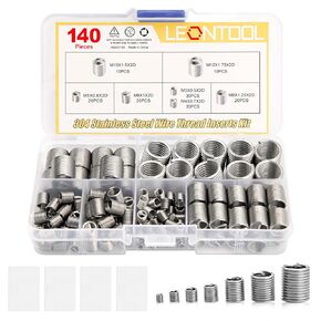 140 Pcs 304 Stainless Steel Wire Thread Inserts Steel Sheath Helical Type Coiled Wire Screw Repair Sleeve Assortment Kit Screws Sleeve Helicoil Type Thread Repair Kit Coiled Spiral Screw Kit